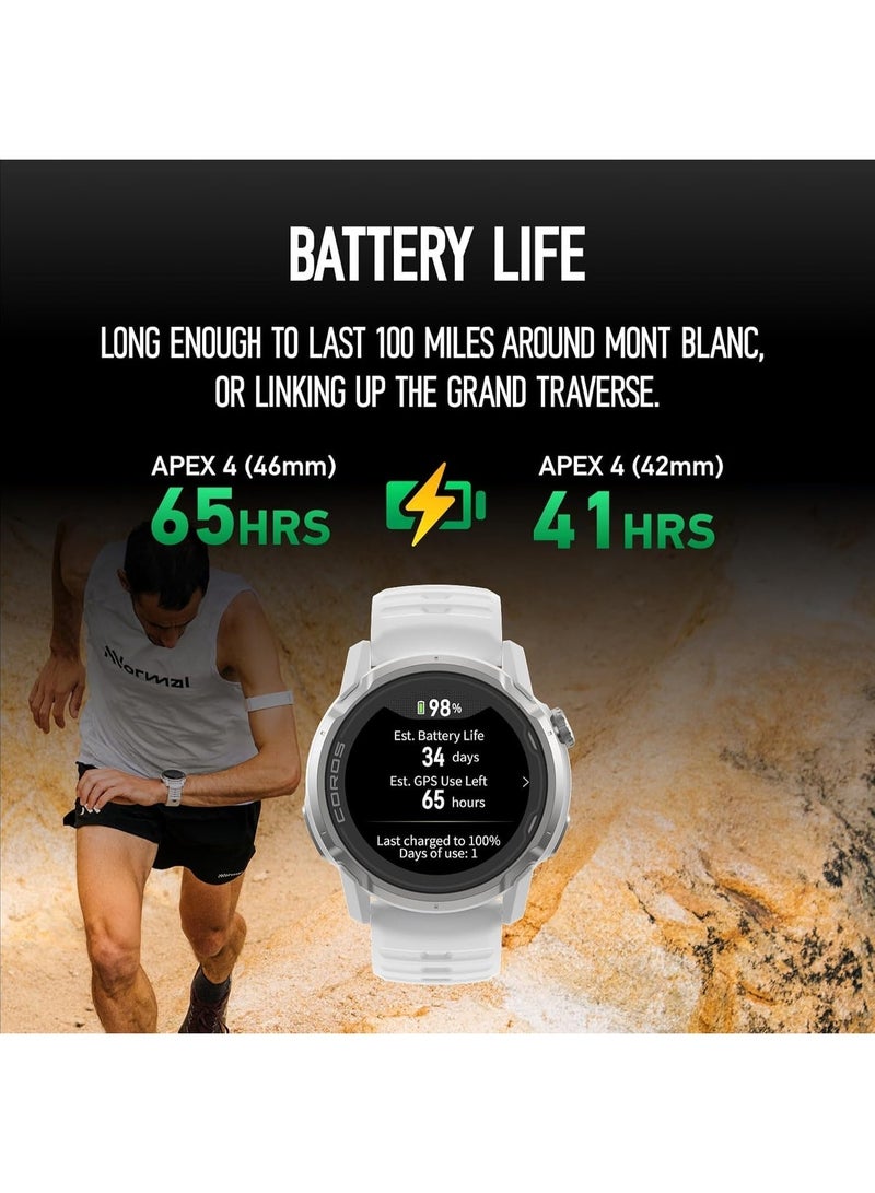 COROS 320 mAh APEX 4 (46mm) GPS Watch, 1.3" MIP Touchscreen, Global maps with Turn-by-Turn Navigation, 41 Days Battery Life, Voice Pins, and hands-free calls, for Running, Skiing, and Climbing - White - Image 3