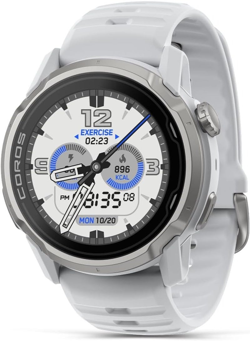 COROS 320 mAh APEX 4 (46mm) GPS Watch, 1.3" MIP Touchscreen, Global maps with Turn-by-Turn Navigation, 41 Days Battery Life, Voice Pins, and hands-free calls, for Running, Skiing, and Climbing - White - Image 1
