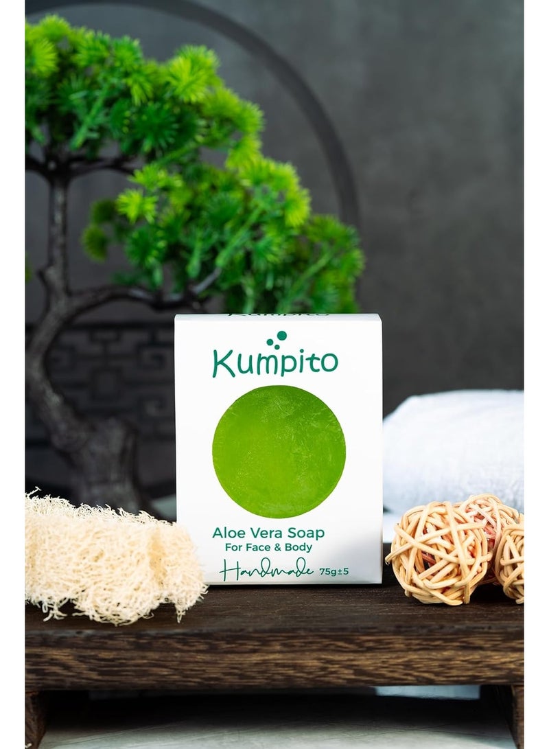 Kumpito Aloe Vera Handmade Soap – Natural Face & Body Cleanser with Cucumber & Olive Oil | Moisturizing, Oil Control, Antioxidant, Deep Cleansing Soap – For All Skin Types - Image 3