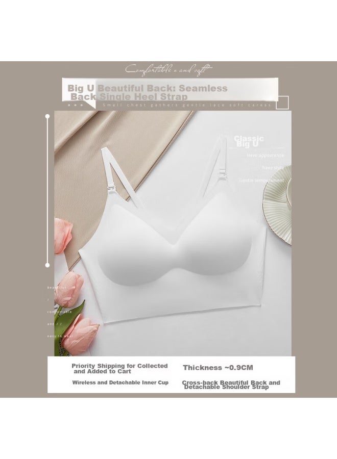 Bejirog Bejirog U-shaped Beautiful Back Bra For Women, Small Breast Push-up, With Chest Pads, Outer Wear Vest, Seamless One-piece Backless Bra  - Image 2