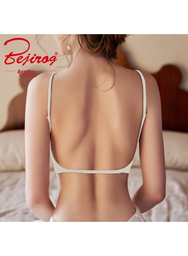 Bejirog Bejirog U-shaped Beautiful Back Bra For Women, Small Breast Push-up, With Chest Pads, Outer Wear Vest, Seamless One-piece Backless Bra  - Image 1