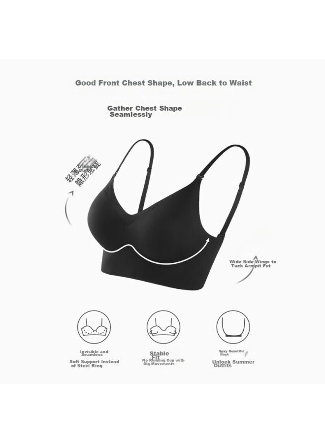 Bejirog Bejirog U-shaped Beautiful Back Bra For Women, Small Breast Push-up, With Chest Pads, Outer Wear Vest, Seamless One-piece Backless Bra  - Image 5