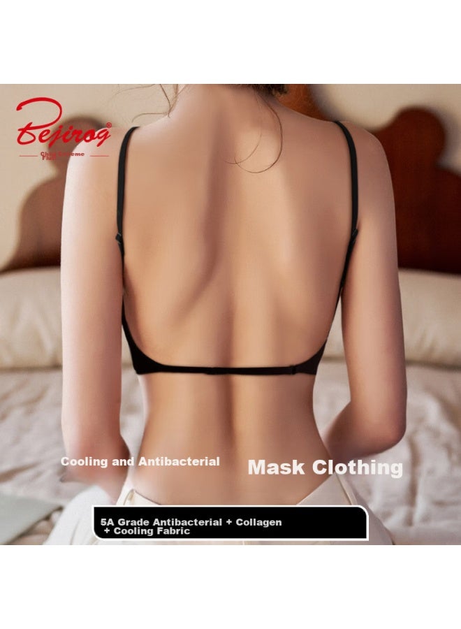 Bejirog Bejirog U-shaped Beautiful Back Bra For Women, Small Breast Push-up, With Chest Pads, Outer Wear Vest, Seamless One-piece Backless Bra  - Image 3