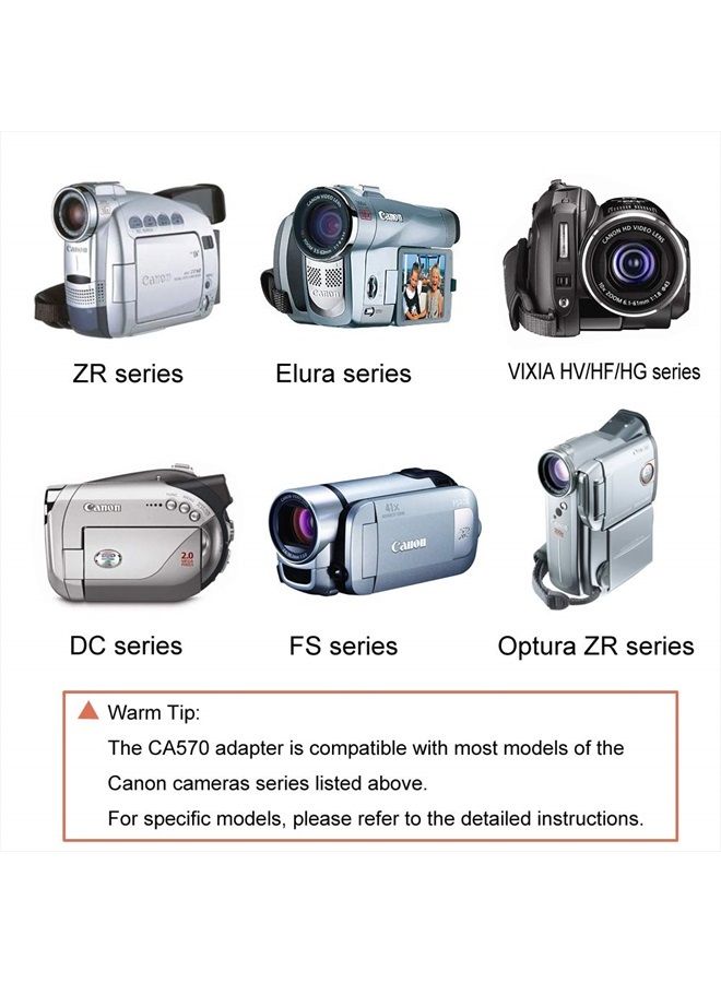 TKDY CA-570 CA570 Camcorders Charger AC Power Adapter, Compatible with Canon Vixia HF G20 G30 HF10 HF100 HG20 HG21 HG31 HV10 HV20 HV30, FS200 FS300, ZR60 ZR80, XA25 XA10 XA-20 XA30 XA-30 XA11. - Image 2