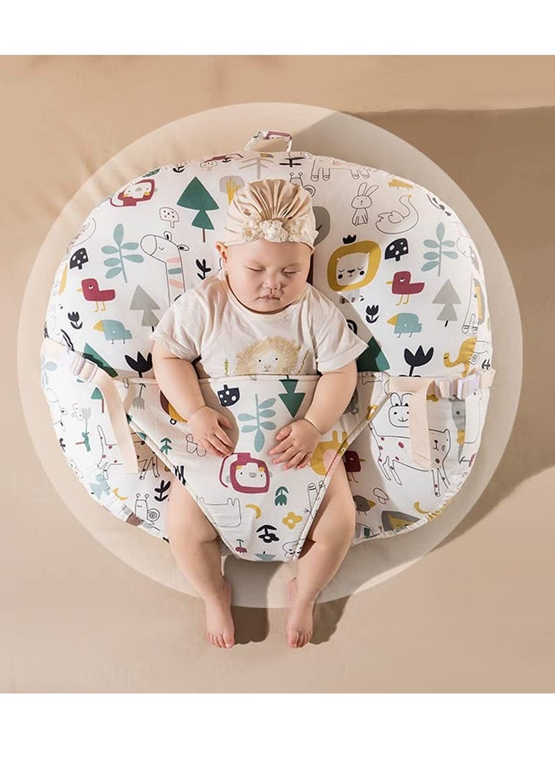 XiuWoo Strechy Minky Newborn Lounger Infant Nursing Pillow15° slope pillow with seat belt Removable Breastfeeding and Bottle Feeding Pillow and Positioner Mattress  - Image 1