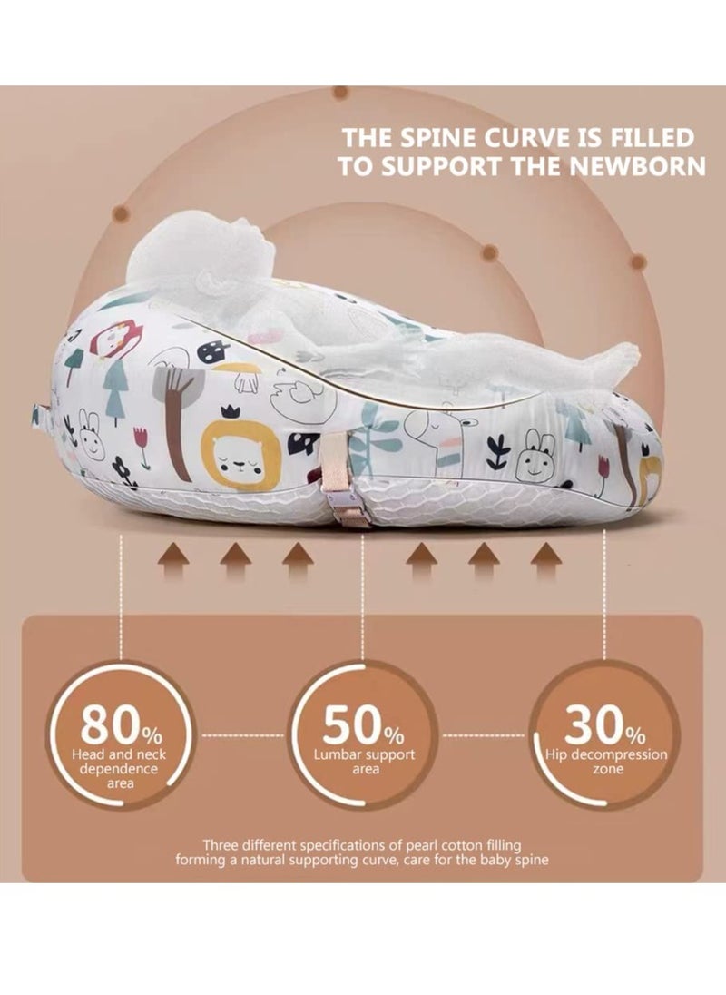 XiuWoo Strechy Minky Newborn Lounger Infant Nursing Pillow15° slope pillow with seat belt Removable Breastfeeding and Bottle Feeding Pillow and Positioner Mattress  - Image 4