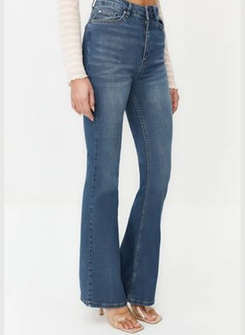 trendyol Blue High Waist Flare Jeans TWOSS24JE00135