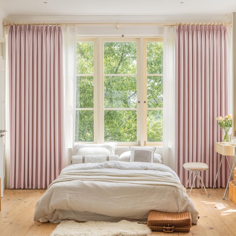 OYRING Pink Blackout Pinch Pleat Curtain 108 Inches Long for Girls Bedroom Decor  Room Darkening Thermal Insulated Pleated Drapes with Hooks for Living Room  52W x 108L  1 Panel - Image 2