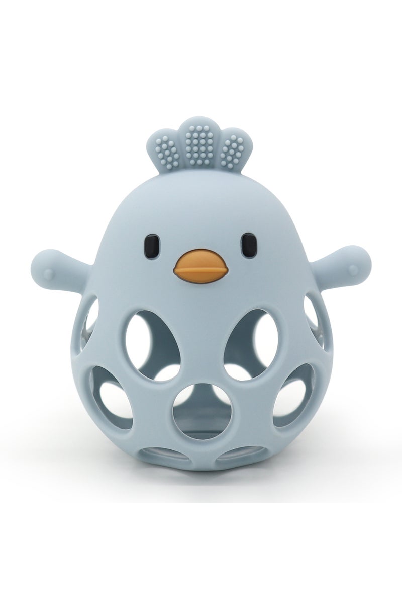 10-Dusty blue 1PC Baby Silicone Teether Toys Cartoon Chick Shape Baby Toys Hollow Out Baby Care Equi