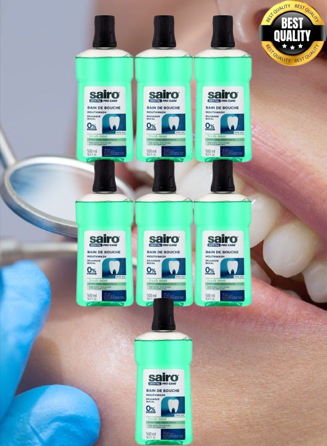 Sairo 7 Pieces Dental Pro Care Mouthwash 0% Alcohol Fresh Mint 500 ML - Image 1