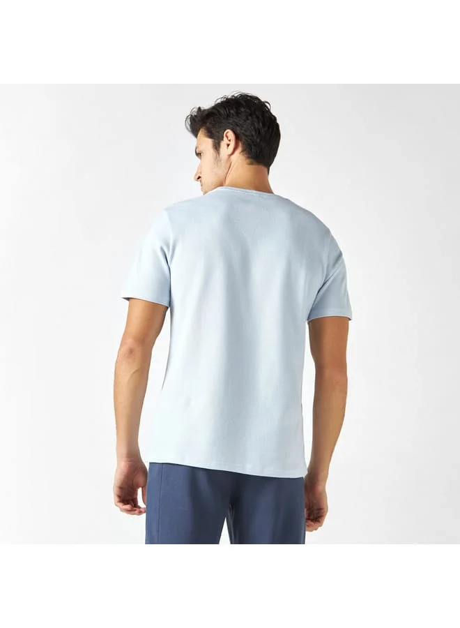Iconic Popcorn Textured T-shirt with Crew Neck and Short Sleeves