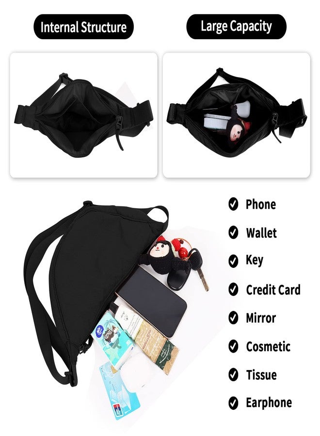 EVGLOW Nylon Crescent Crossbody Bag for Women Trendy Men,Large Travel Sling Bag Hobo,Lightweight Shoulder Bag with Zipper Adjustable Strap,Round Soft Shoulder Pouch Bag for Everyday Use(Large Black) - Image 5