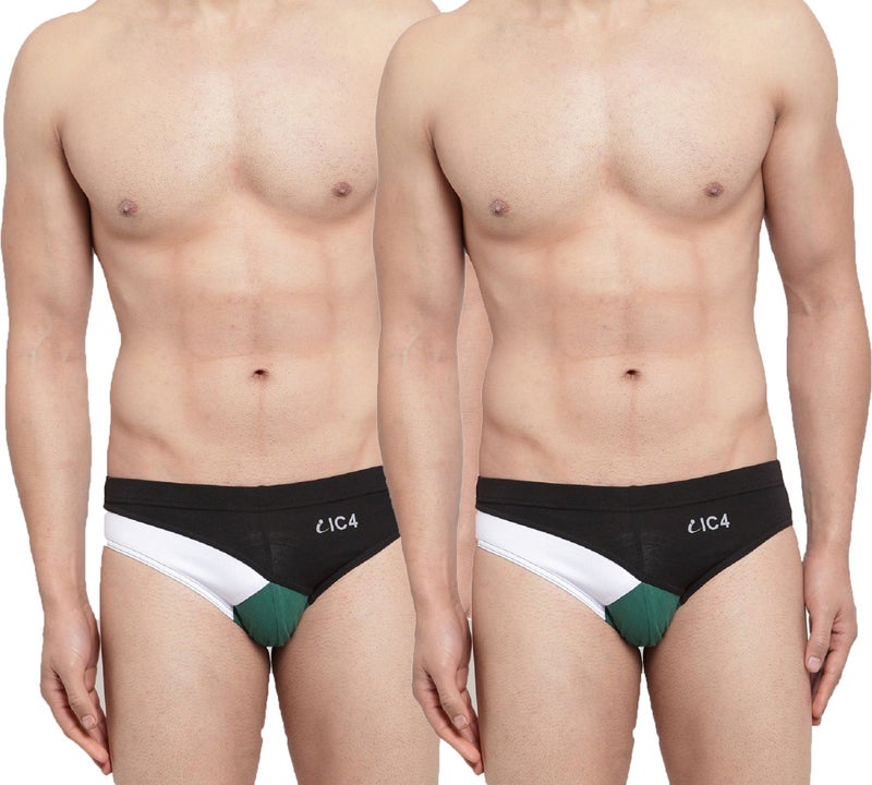 IC4 Store Men's Designer Briefs Combo Pack of 2 - Green and Black - Image 1