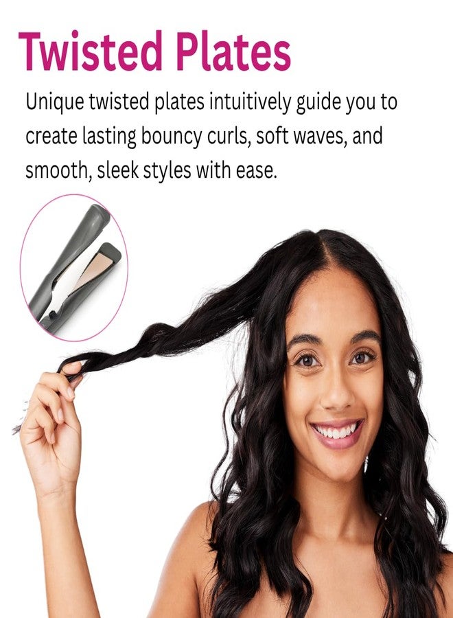 Ktein 2-in-1 Hair Styler - Curl, Wave & Straighten with Twisted Ceramic Plates | Innovative Twist-to-Set Temperature Control | Digital Heat Display up to 230°C | Tourmaline Anti-Frizz Technology - Image 3