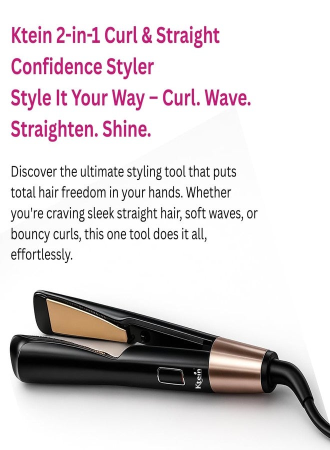 Ktein 2-in-1 Hair Styler - Curl, Wave & Straighten with Twisted Ceramic Plates | Innovative Twist-to-Set Temperature Control | Digital Heat Display up to 230°C | Tourmaline Anti-Frizz Technology - Image 5