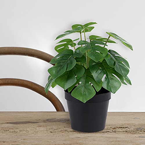 LuckyGreenery Artificial Monstera, Realistic Fake Plants with Pots for Home and Office Decoration, 12in (H) x 5in (W) - Image 5