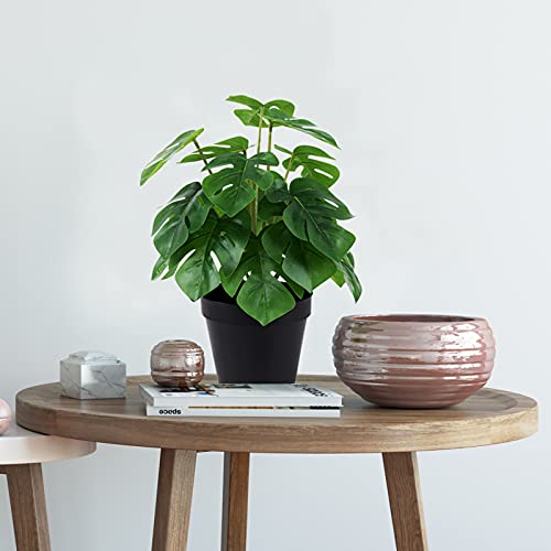 LuckyGreenery Artificial Monstera, Realistic Fake Plants with Pots for Home and Office Decoration, 12in (H) x 5in (W) - Image 4