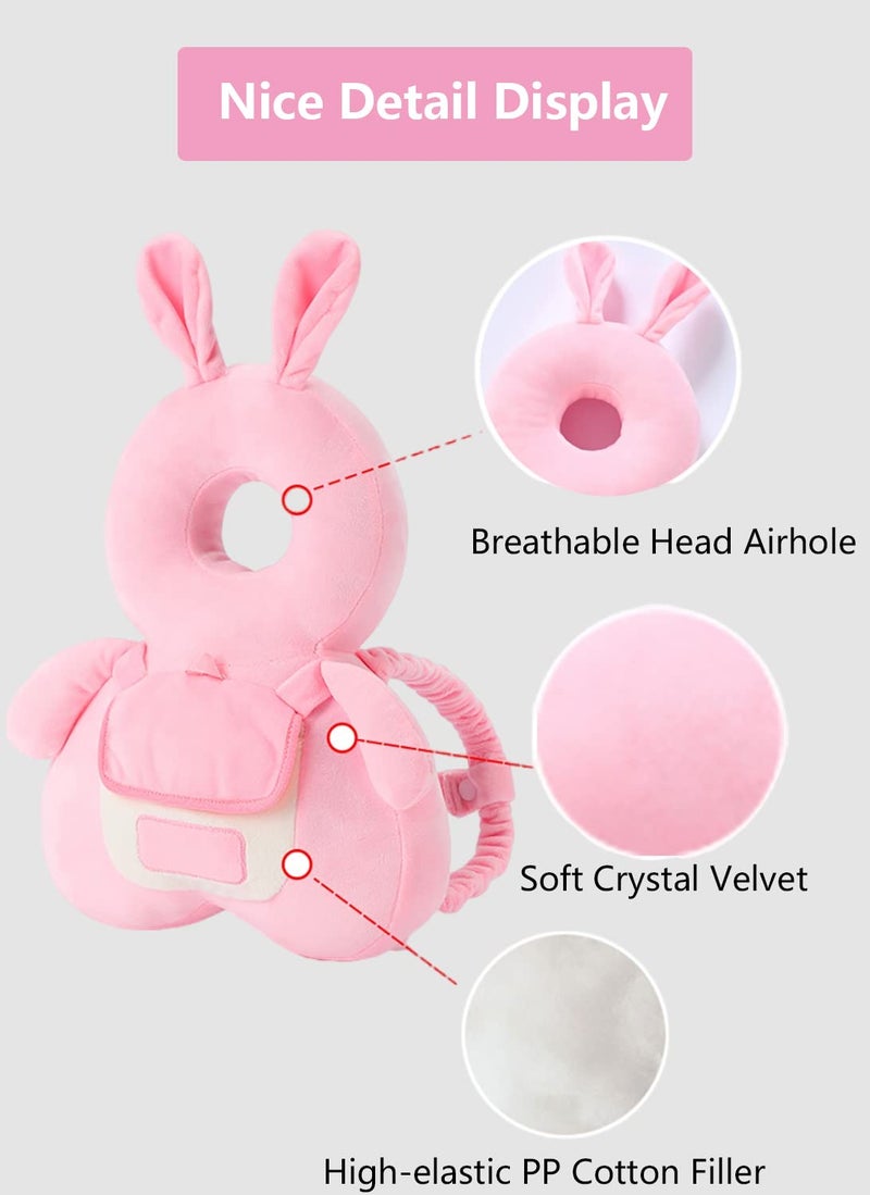 JunNeng Baby Head Protector Backpack with Squeaker，Toddler Head Safety Protection Cushion, Pink Bunny - Image 5