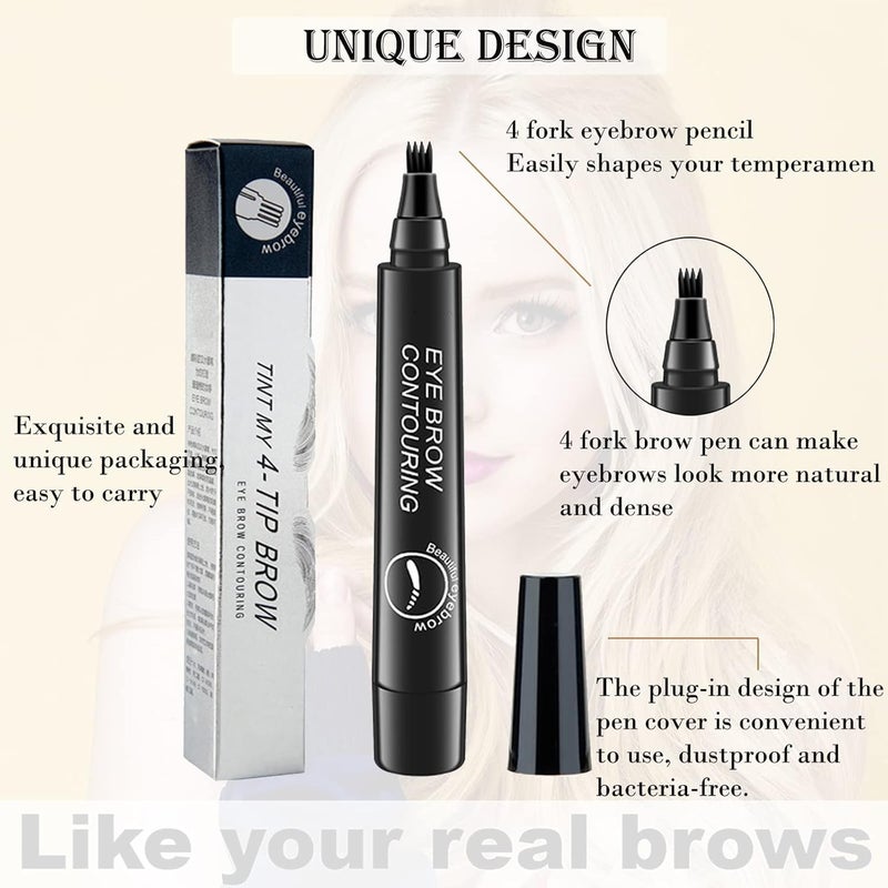Aternal Eyebrow Pencil Eyebrow Pen with Fork Tip Longlasting Waterproof Microblading Eyebrow Pen Smudgeproof Brow Pencil for Makeup Naturally Defined Eyebrows with Eyebrow Brush - Image 2