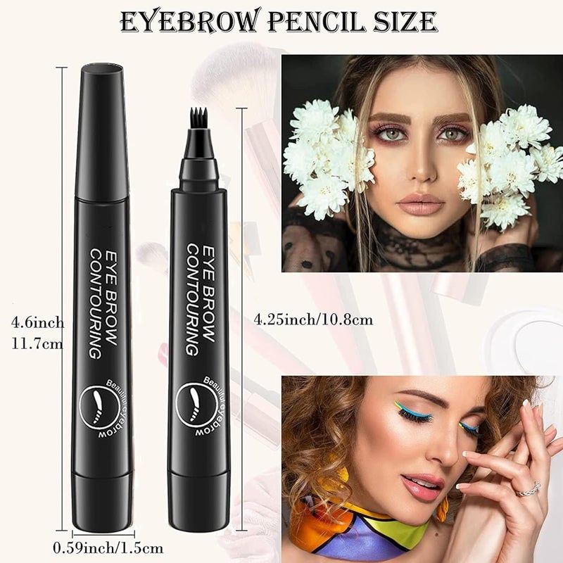 Aternal Eyebrow Pencil Eyebrow Pen with Fork Tip Longlasting Waterproof Microblading Eyebrow Pen Smudgeproof Brow Pencil for Makeup Naturally Defined Eyebrows with Eyebrow Brush - Image 3