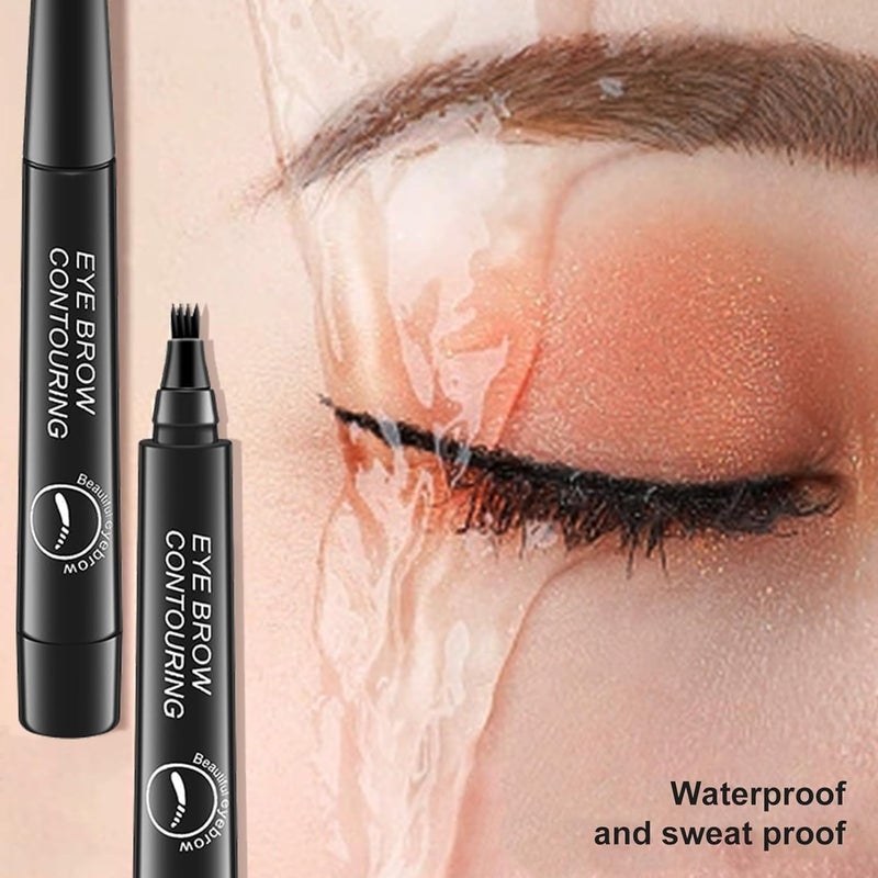 Aternal Eyebrow Pencil Eyebrow Pen with Fork Tip Longlasting Waterproof Microblading Eyebrow Pen Smudgeproof Brow Pencil for Makeup Naturally Defined Eyebrows with Eyebrow Brush - Image 5