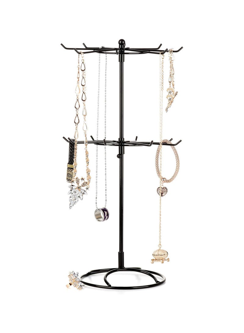 GGOOT 2 Tier Rotating Necklace Holder Jewelry Tree Bracelet Stand Display Organizer, Wrought Iron Rotating Bracelet Storage Rack Jewelry Display Stand for Girls and Women - Image 1