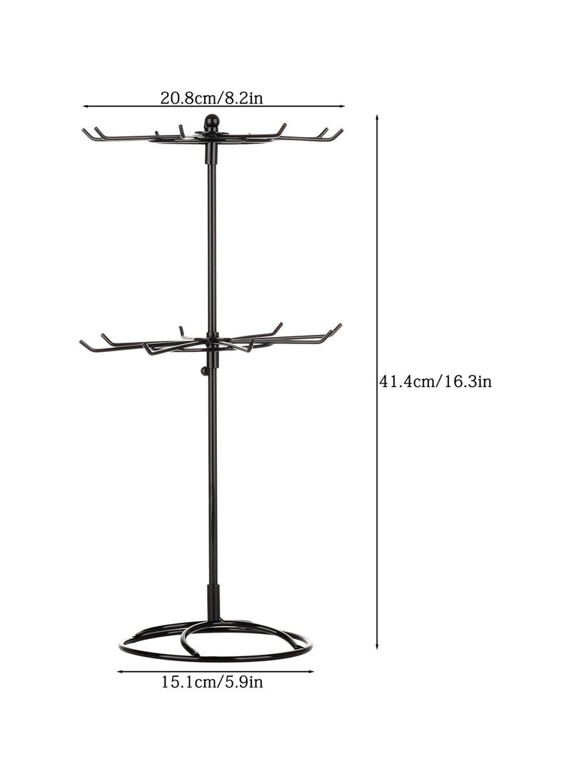 GGOOT 2 Tier Rotating Necklace Holder Jewelry Tree Bracelet Stand Display Organizer, Wrought Iron Rotating Bracelet Storage Rack Jewelry Display Stand for Girls and Women - Image 2