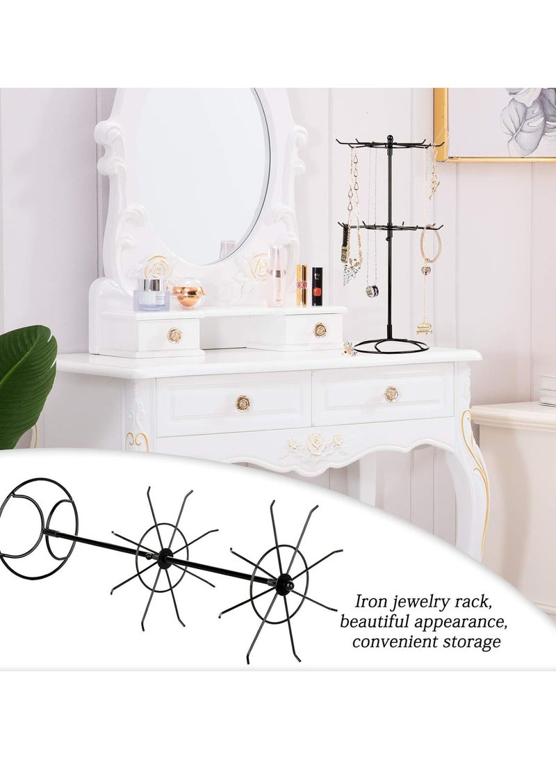 GGOOT 2 Tier Rotating Necklace Holder Jewelry Tree Bracelet Stand Display Organizer, Wrought Iron Rotating Bracelet Storage Rack Jewelry Display Stand for Girls and Women - Image 4