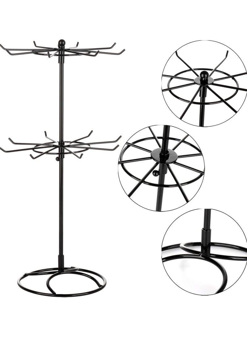 GGOOT 2 Tier Rotating Necklace Holder Jewelry Tree Bracelet Stand Display Organizer, Wrought Iron Rotating Bracelet Storage Rack Jewelry Display Stand for Girls and Women - Image 3