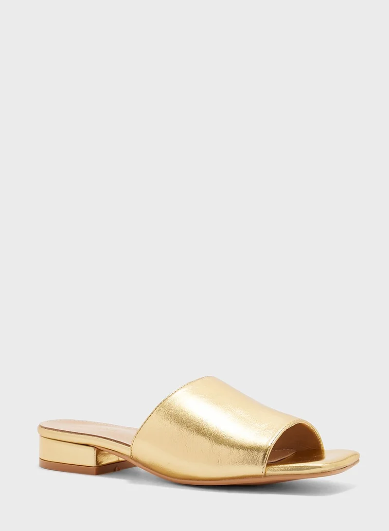 Khizana Metallic Square Toe Sandal
