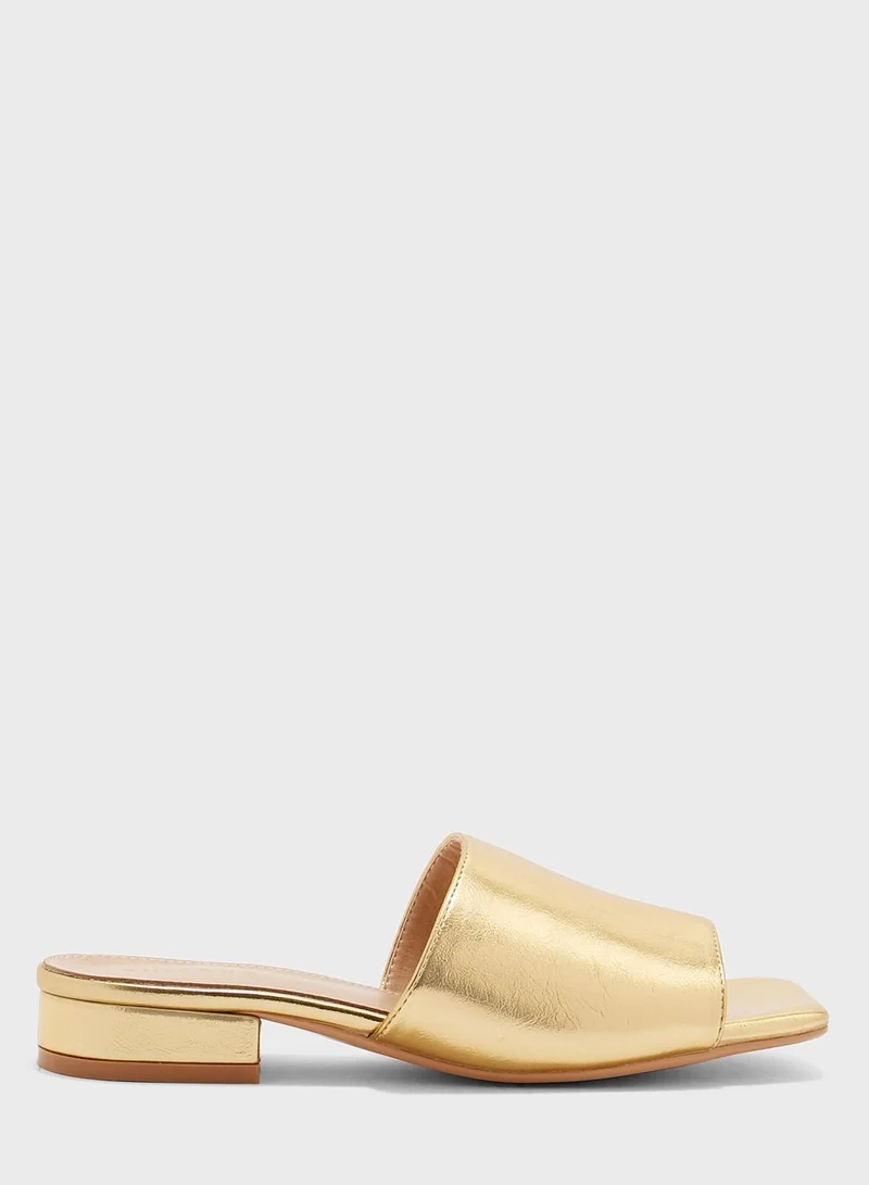 Khizana Metallic Square Toe Sandal