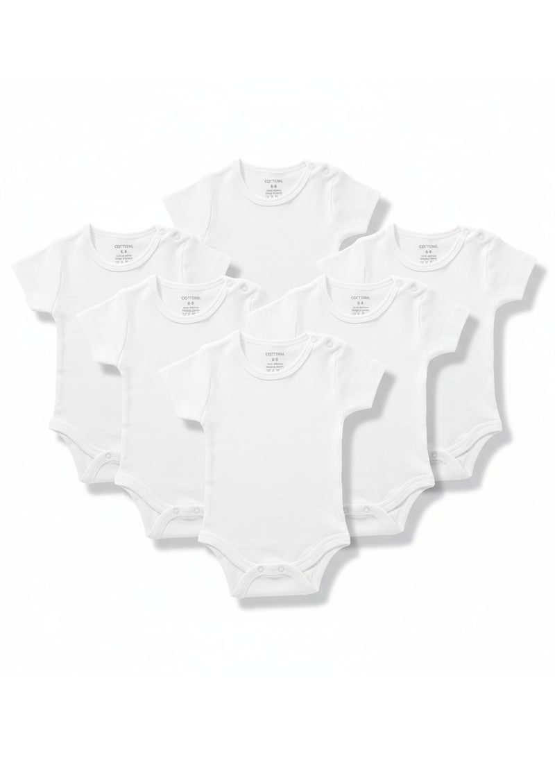 كوتونيل قطونيل باك يحتوي علي 6 قطع سالوبت نصف كم ابيض قطن 100% للبيبي - Image 1