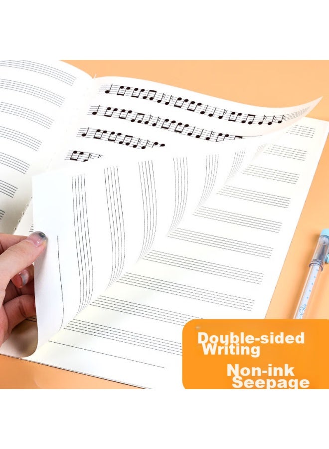 Xybp Staff Paper Notebook, Professional Children'S Wide-Interval Music Sheet, B5 Size, For Beginners, Piano Practice Notebook, Large-Interval Piano Coil Notebook, Elementary School Student Music Staff Paper Homework Exercise Book (Pink, 5-Pack) - Image 3