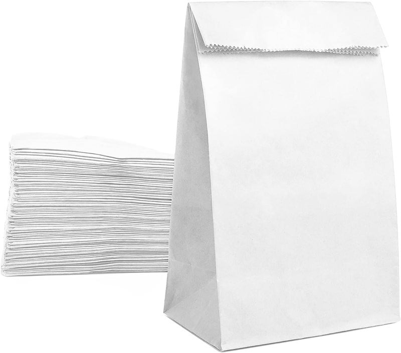Mintboo Paper Lunch Bags 50 Count Large White Lunch Bags Kraft White Paper Bags 8LB White Lunch Sacks Strong for Small Business - Image 1