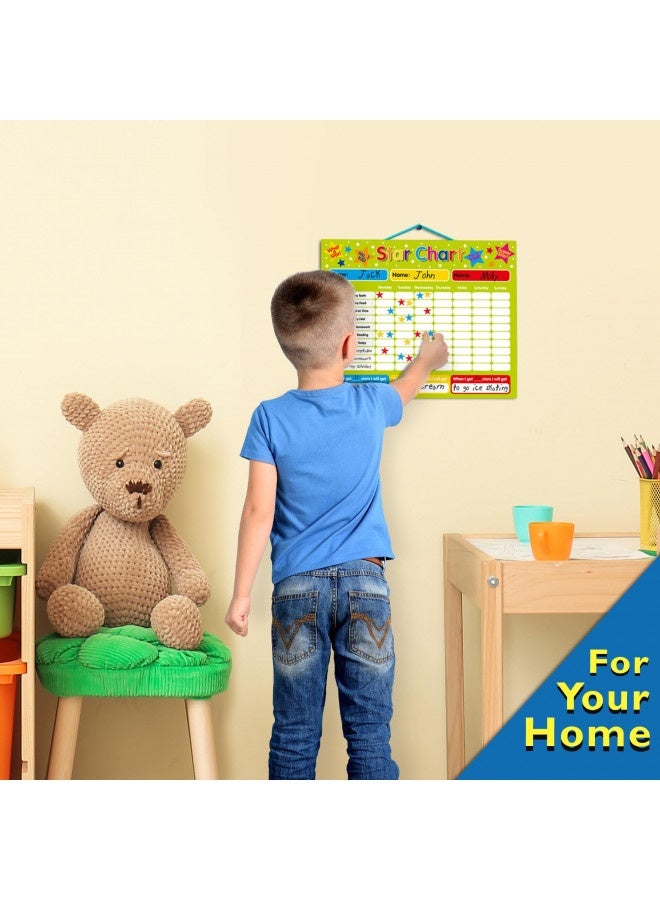 Magnetic Reward / Star / Responsibility / Behavior Chart For Up To 3 Children. Rigid Board 16" X 13" (40 X 32Cm) With Hanging Loop  - Image 3