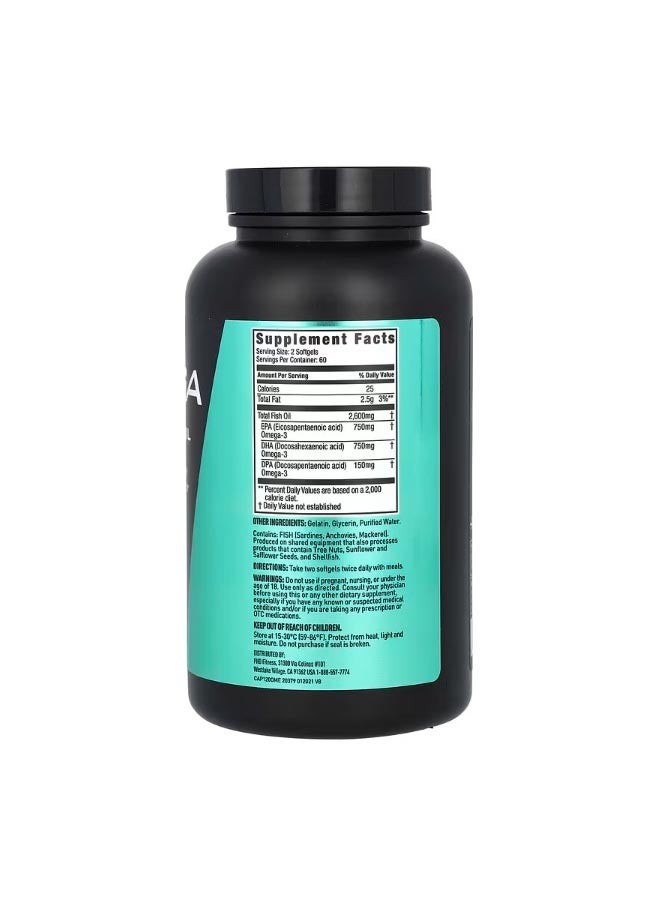 جيم سابلامنتس ساينس Omega Fish Oil 120 Softgels - Image 2