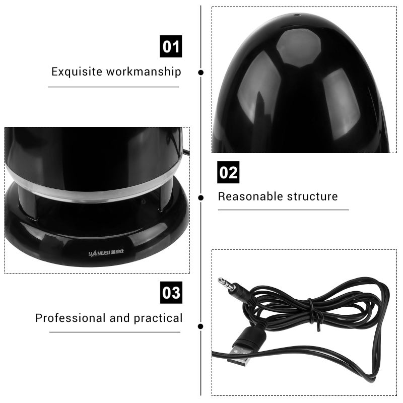 Portable Mini Speaker with LED Light USB Powered for Laptop Phone Tablet Black Blue - Image 4