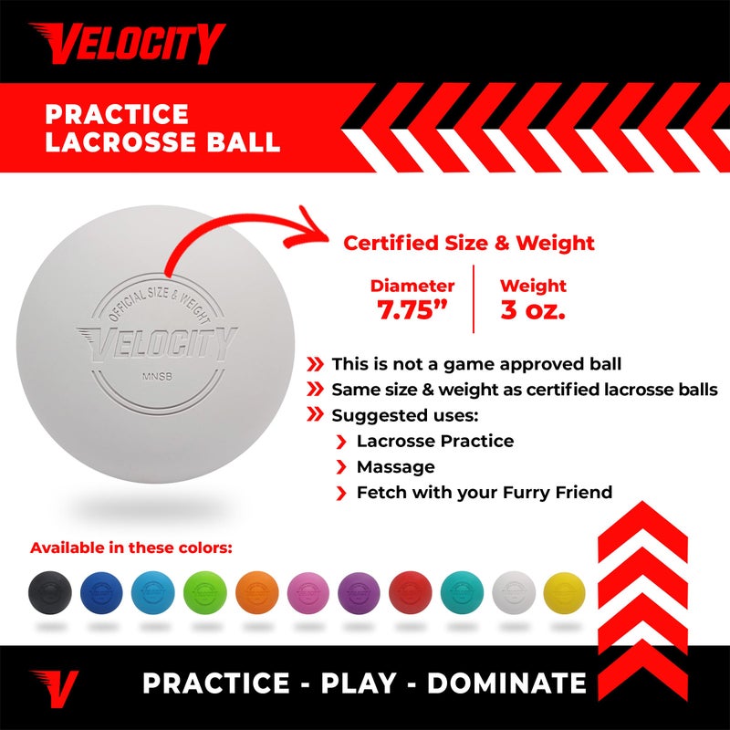 Velocity Practice Lacrosse Balls - 1, 2, 3, 6, 12, 18, 24, 36, 60 and 120 Packs - Official Size and Weight - White - Image 2