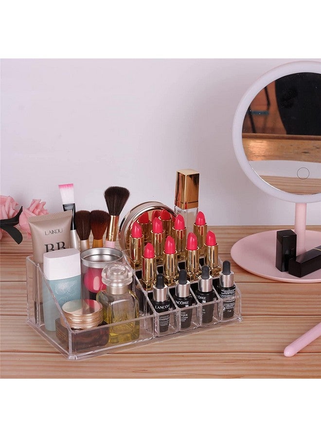 FINWARE Beauty,Cosmetic Display Cases, 16 Compartment Makeup Lipstick Stand, Tools & Accessories, Organizer Holder, Pack of 1, Transparent - Image 3