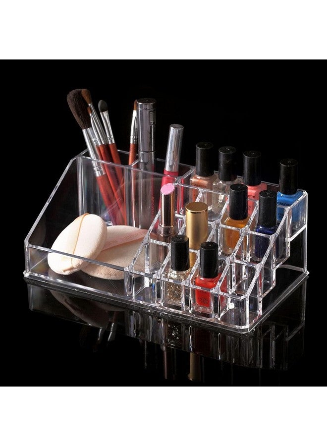 FINWARE Beauty,Cosmetic Display Cases, 16 Compartment Makeup Lipstick Stand, Tools & Accessories, Organizer Holder, Pack of 1, Transparent - Image 2