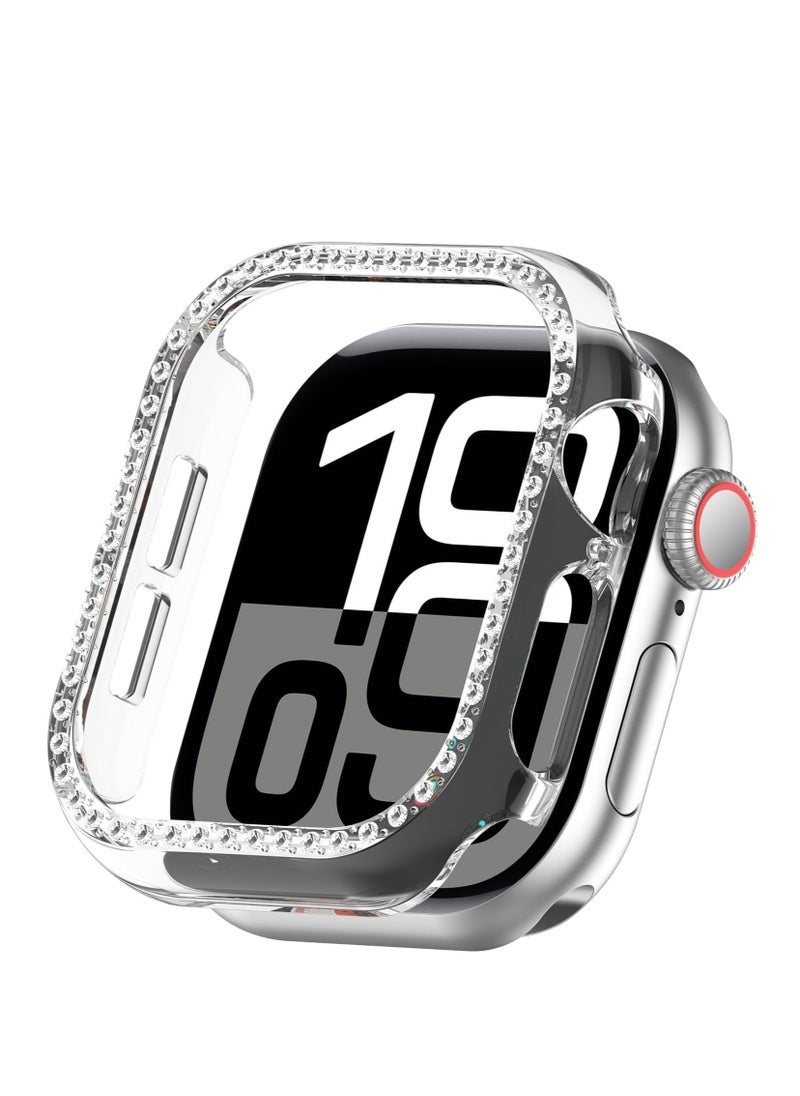 Generic - Bling Case for Apple Watch Series 10 46mm, Glitter Hard PC Cover with Tempered Glass Screen Protector, Crystal Diamonds Bumper Film for Women Girls, Apple Watch Case Series 10 46mm-clear - Image 1
