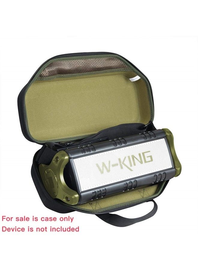 Hard Travel Case for W-King 50W Wireless Bluetooth Speakers (Black+Green)