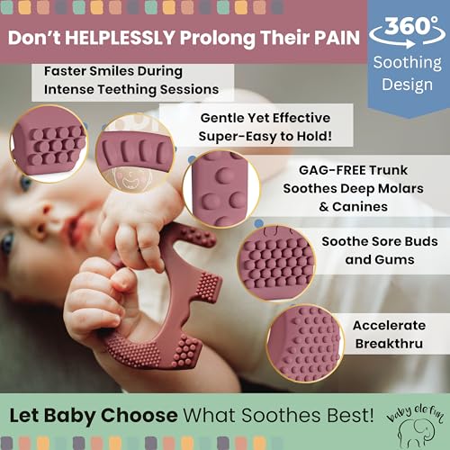 baby elefun Teething Toys for Babies Age 0 to 6 Months - Baby Elefun 5X Pain Relief Smart Teether - Zero Developmental Delay Silicone Baby Teething Toy Ring - Cute Infant Shower Gift Chew Toy for Babies - Image 3