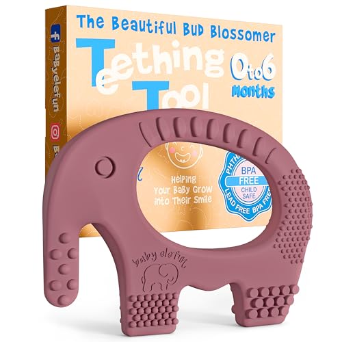 baby elefun Teething Toys for Babies Age 0 to 6 Months - Baby Elefun 5X Pain Relief Smart Teether - Zero Developmental Delay Silicone Baby Teething Toy Ring - Cute Infant Shower Gift Chew Toy for Babies - Image 1
