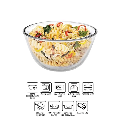 Femora Borosilicate Glass Microwave Safe All-Purpose Mixing Bowl,2650 ML, Set of 2 - Image 2