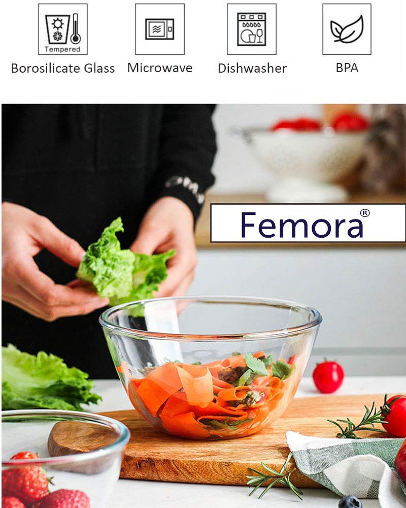 Femora Borosilicate Glass Microwave Safe All-Purpose Mixing Bowl,2650 ML, Set of 2 - Image 5