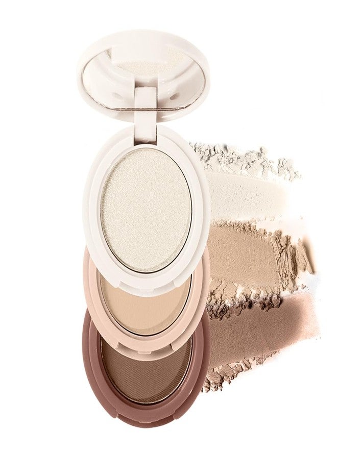 Multibrite Blush Highlighter & Contour Palette 3 in 1 Makeup Powder Set Compact Powder Blush Highlighter Silky Smooth Face Blush Cheek Tint, Moisturizing Luminizer for Women (M03 (01 Light Brown)) - Image 1