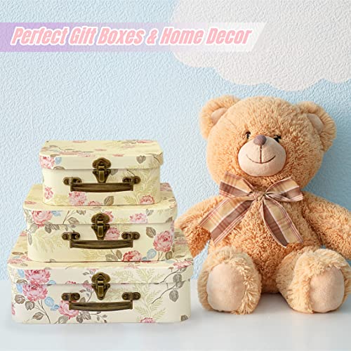 Amedoo Paperboard SuitcasesSet of 3 Gift Boxes With Lids For Presents Photo Storage Dolls Perfect for Home Decoration Baby Shower Wedding Birthday Christmas and New Year DecorYellow Flowers - Image 3