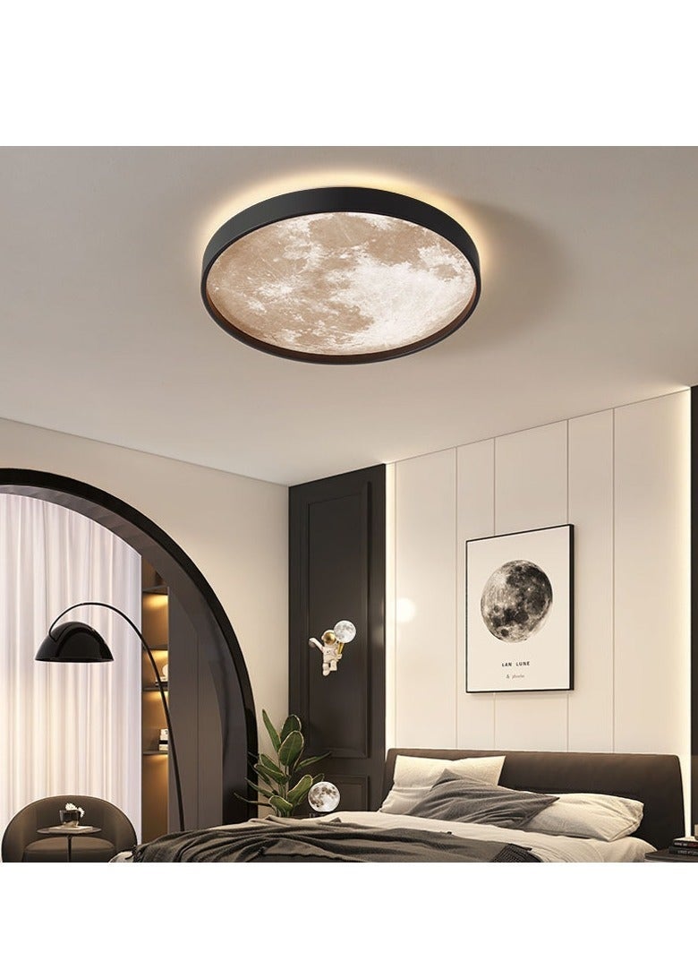 WALALLA LED Moon Ceiling Light, Ultra-Thin Round Ceiling Light, Simulation Moon Chandelier Entrance Hallway Ceiling Light, for Bedroom Living Room Boys Girls Bedroom 38 cm - Image 2
