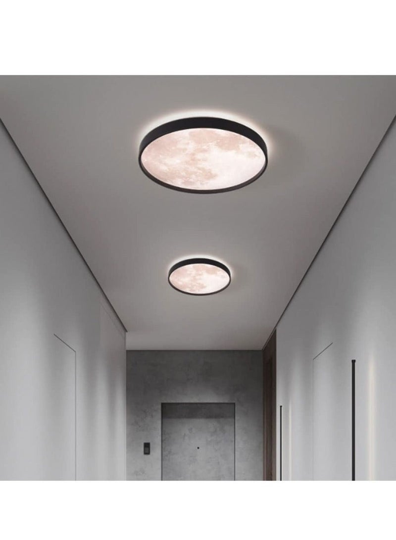 WALALLA LED Moon Ceiling Light, Ultra-Thin Round Ceiling Light, Simulation Moon Chandelier Entrance Hallway Ceiling Light, for Bedroom Living Room Boys Girls Bedroom 38 cm - Image 4